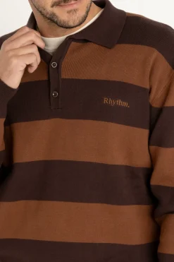 Rhythm Ventura Stripe Knit Ls Polo