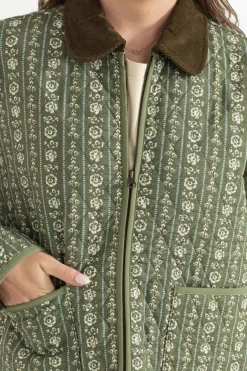 Women Rhythm Vintage Floral Quilted Jacket Dusty