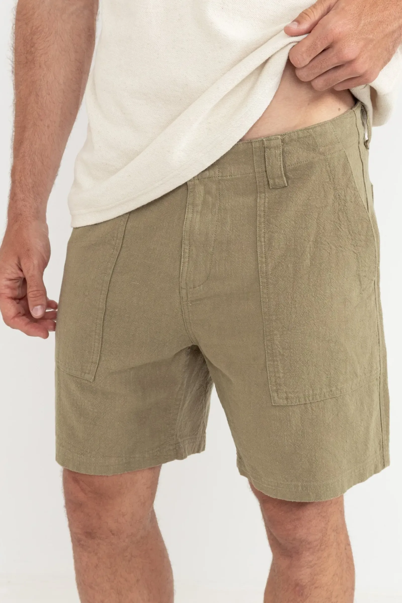 Rhythm Worn Path Textured Linen Short